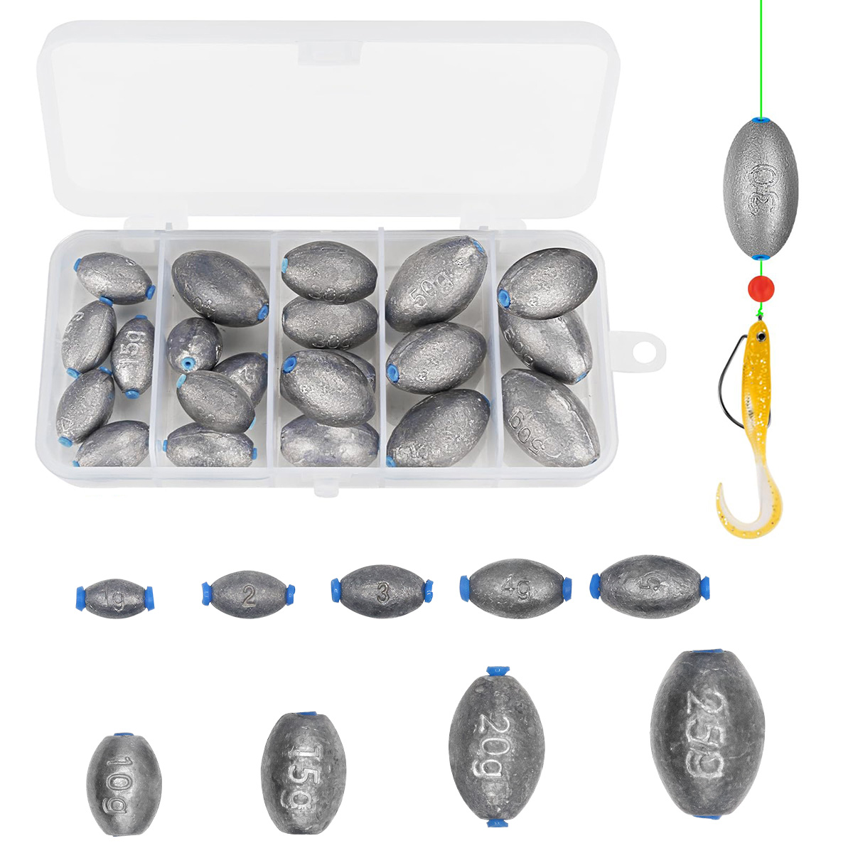 Bass Fishing Lure - Yumurta Şeklinde Balıkçılık Ağırlıkları Çeşitleri Oval
